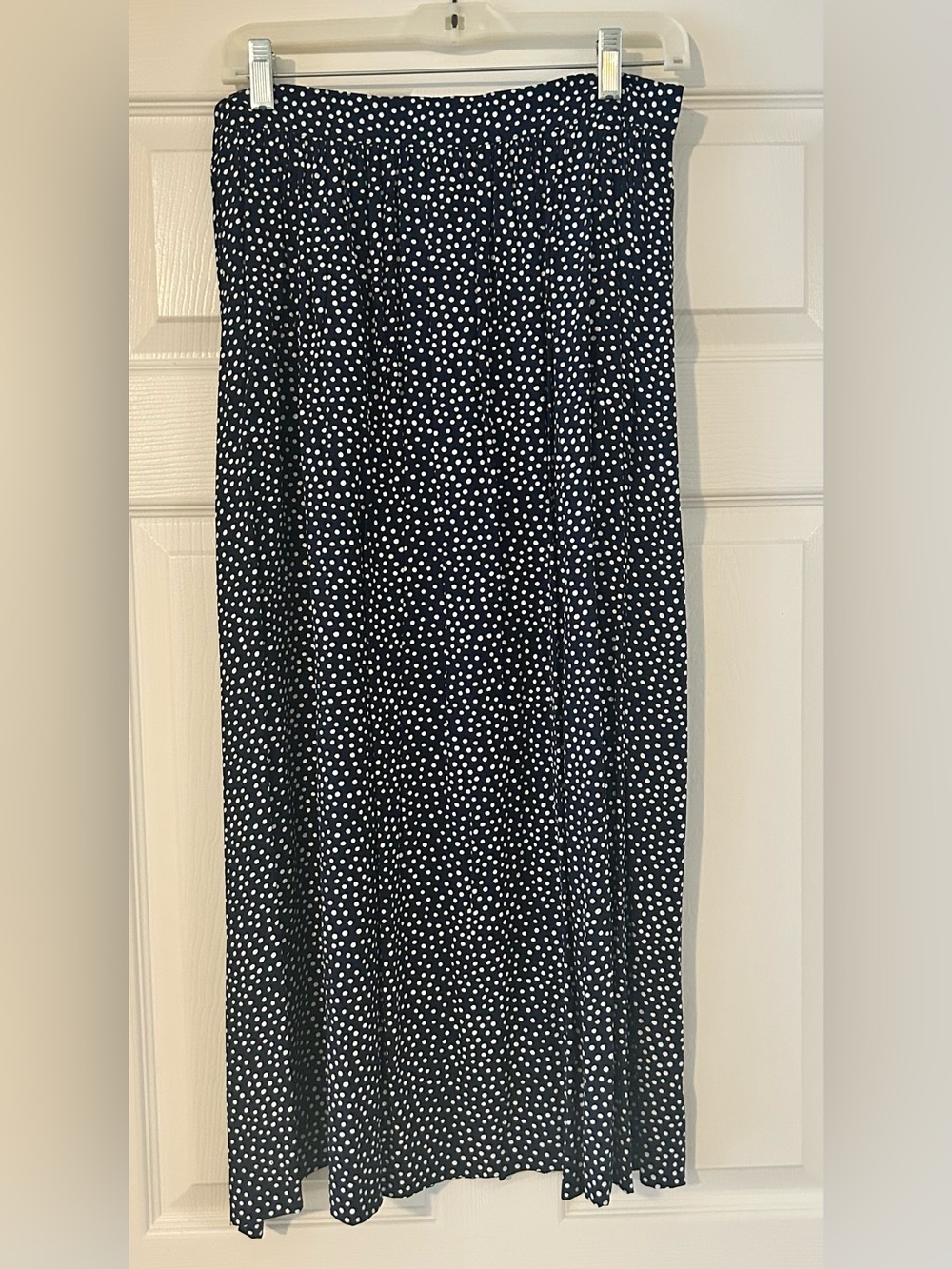 Brooks Brothers Vintage Navy Blue Polka Dot Rayon Midi Skirt